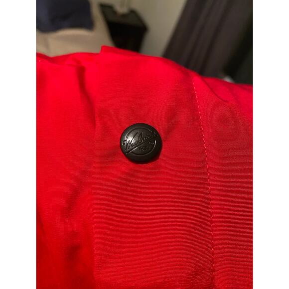 Woolrich mens red down vest large puffy puffer vintage timeless snap closure - Picture 7 of 7